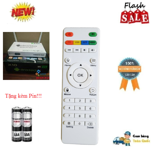 Remote điều khiển đầu box android tivi box màu trắng- hàng chính hãng