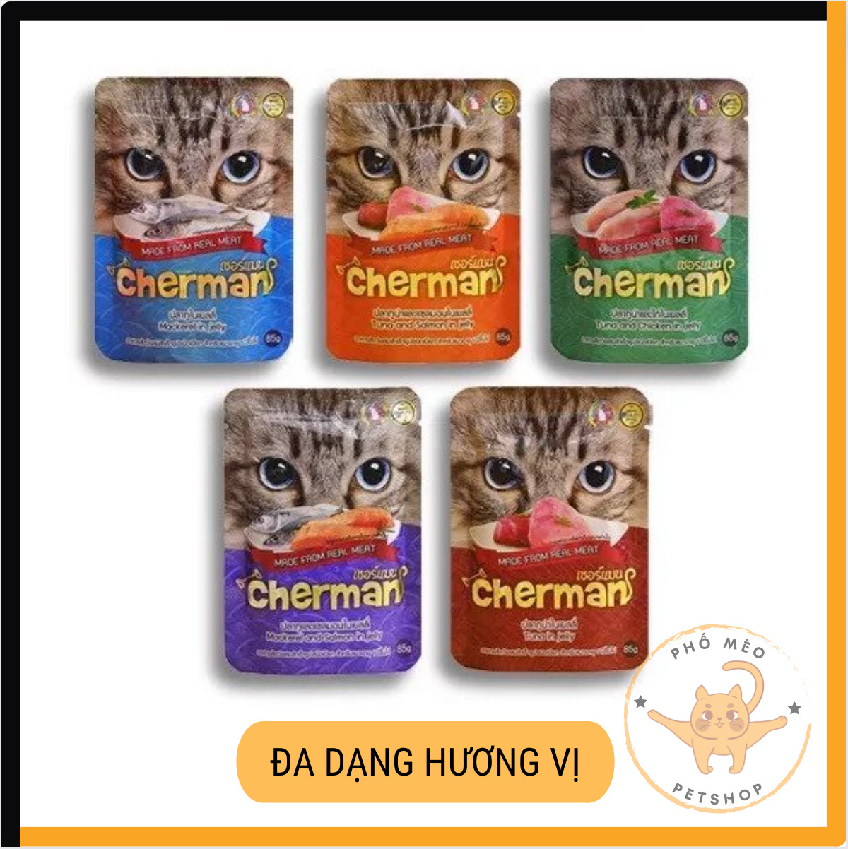 Pate mèo Cherman gói 85G, nhập khẩu Thái Lan