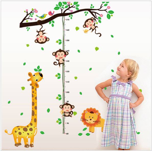 [HCM]Decal dán tường thước đo hươu và khỉ
