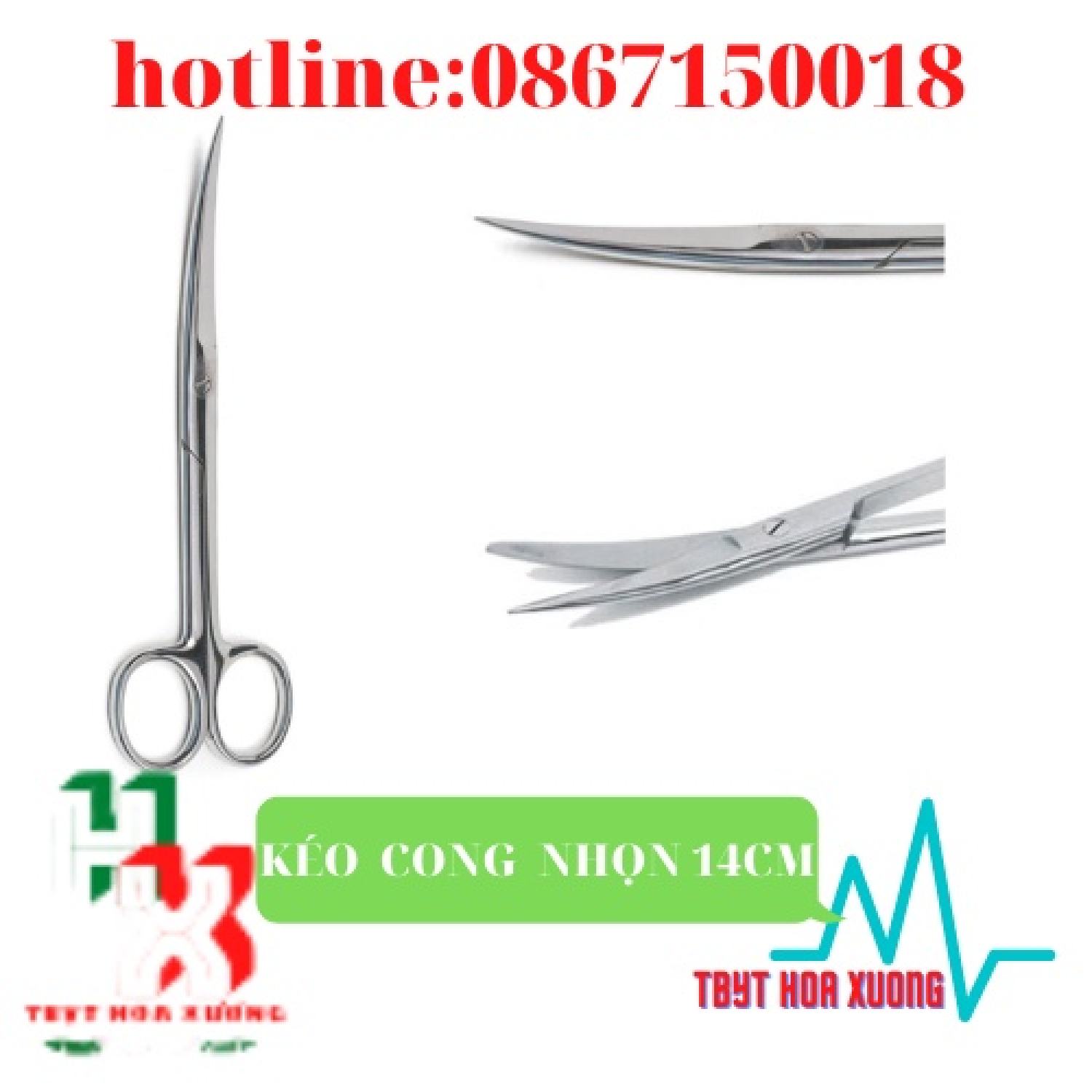 Kéo Y  Tế Cong Nhọn 12,14,16,18,20cm