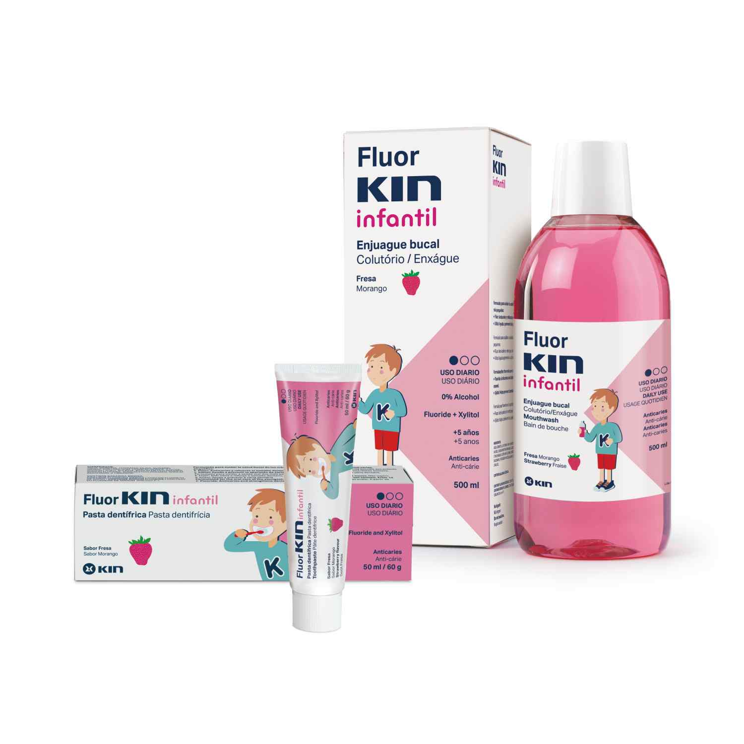 Kem đánh răng, nước súc miệng trẻ em 6-12 tuổi Fluor KIN Junior 75ml