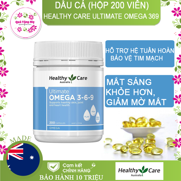 Viên uống Omega 369 Healthy Care Ultimate của Úc 1000mg Hỗ Trợ Sức Khỏe