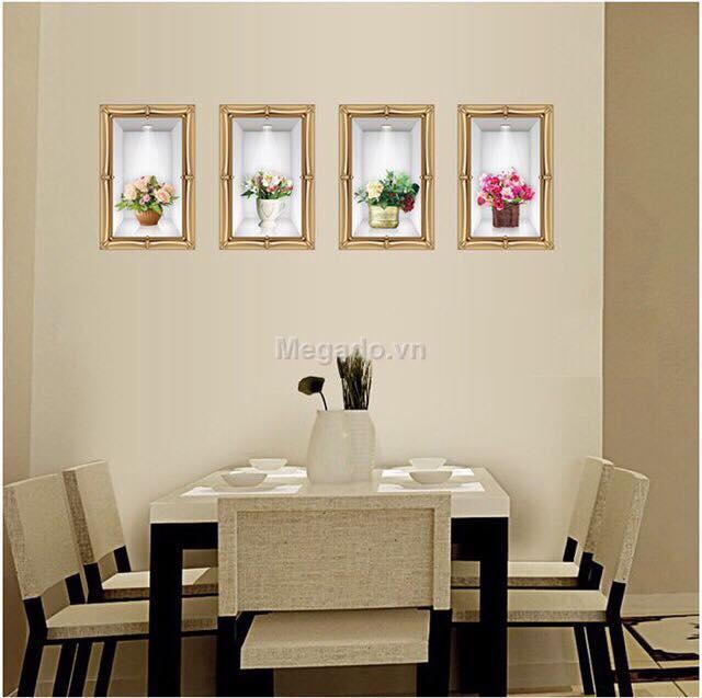 Decal dán tường  mẫu khung cửa sổ cây vàng