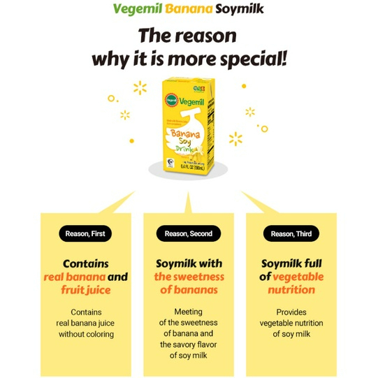 Vegemil Banana Soymilk 190ml (16 packs/boxes)