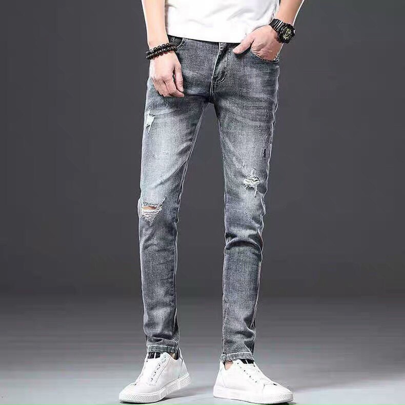 [HCM]QUẦN JEAN NAM MÀU XANH DẬM RÁCH NHẸ ĐẸP CHẤT BÒ CO GIÃN THỜI TRANG CAO CẤP THỎ TÂY SHOP94 TAB02