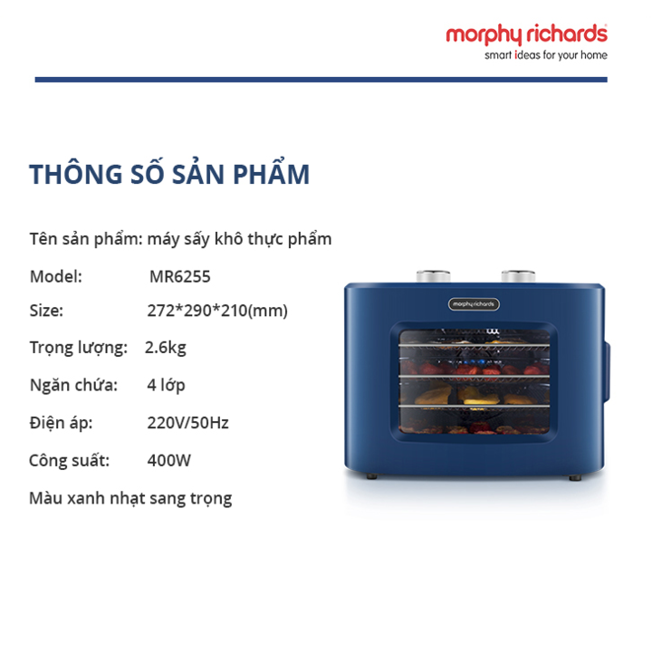 Máy sấy thực phẩm Morphy Richards MR6255 400W - Hàng Nhập Khẩu