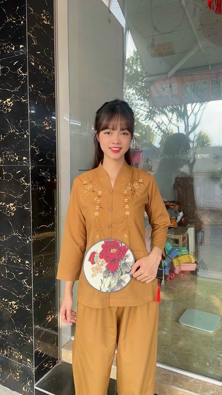Đồ Lam Đi Chùa Bà lai thêu