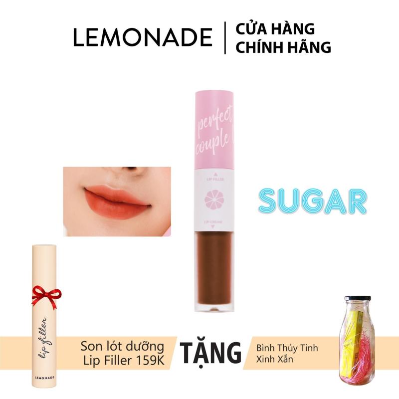 Son LEMONADE Perfect couple lip 01 Sugar nâu cam đất - Tặng bình thủy tinh xinh xắn