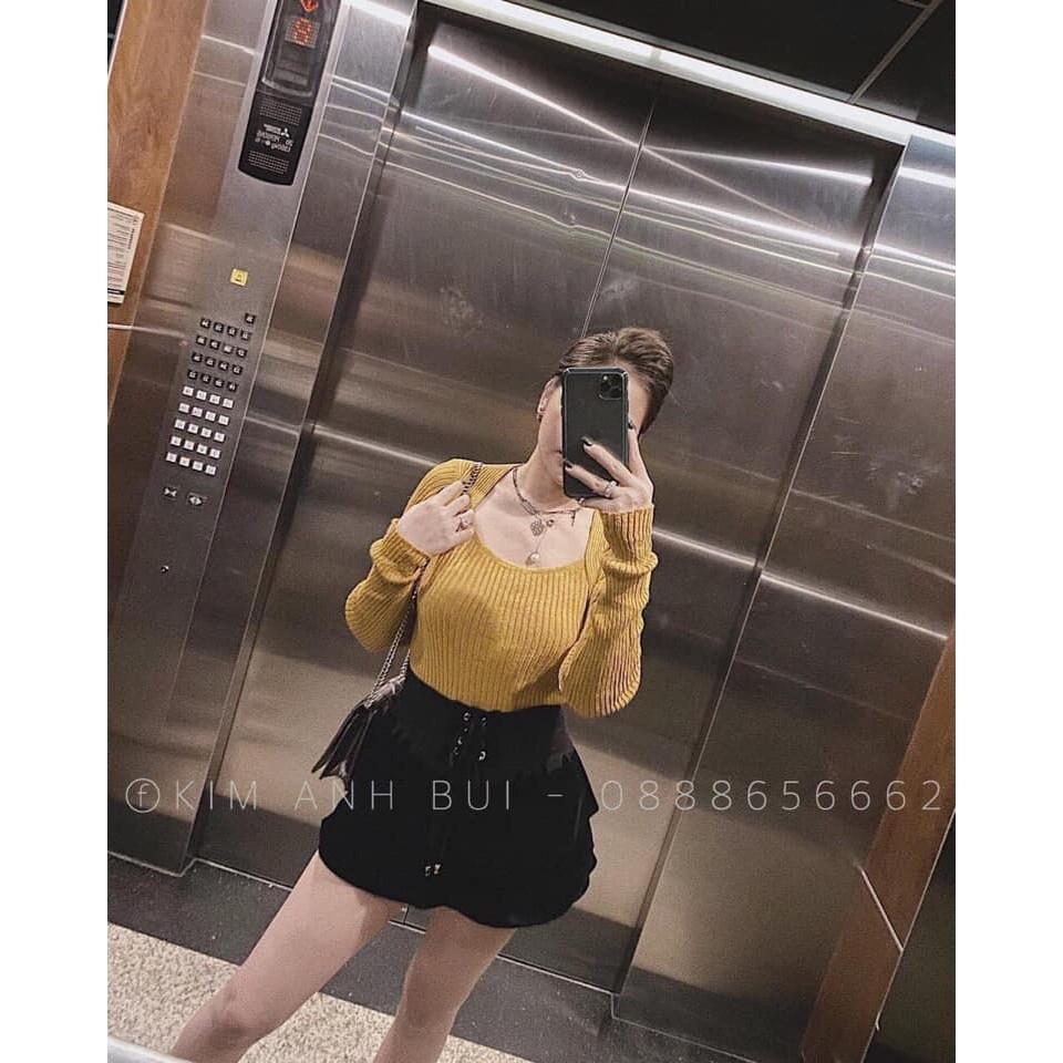 Áo thun len cổ vuông cao cấp