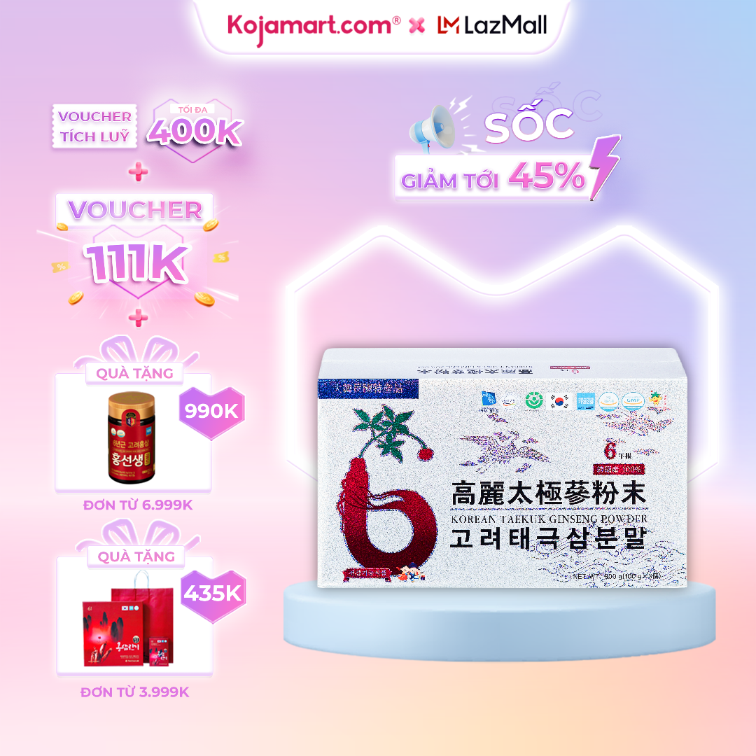 Bột Thiên Sâm Hàn Quốc Korean Red Ginseng Premium 100g x 3 hũ