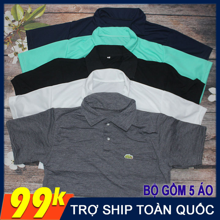 Combo 5 áo thun nam cổ trụ namtrung niên bình dân - màu ngẫu nhiên - one size từ kg