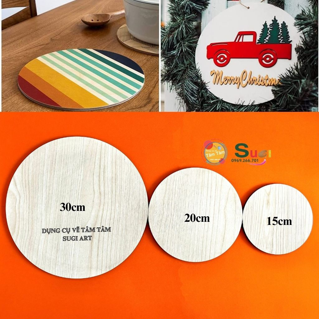Miếng ván gỗ tròn Decor, trang trí DIY