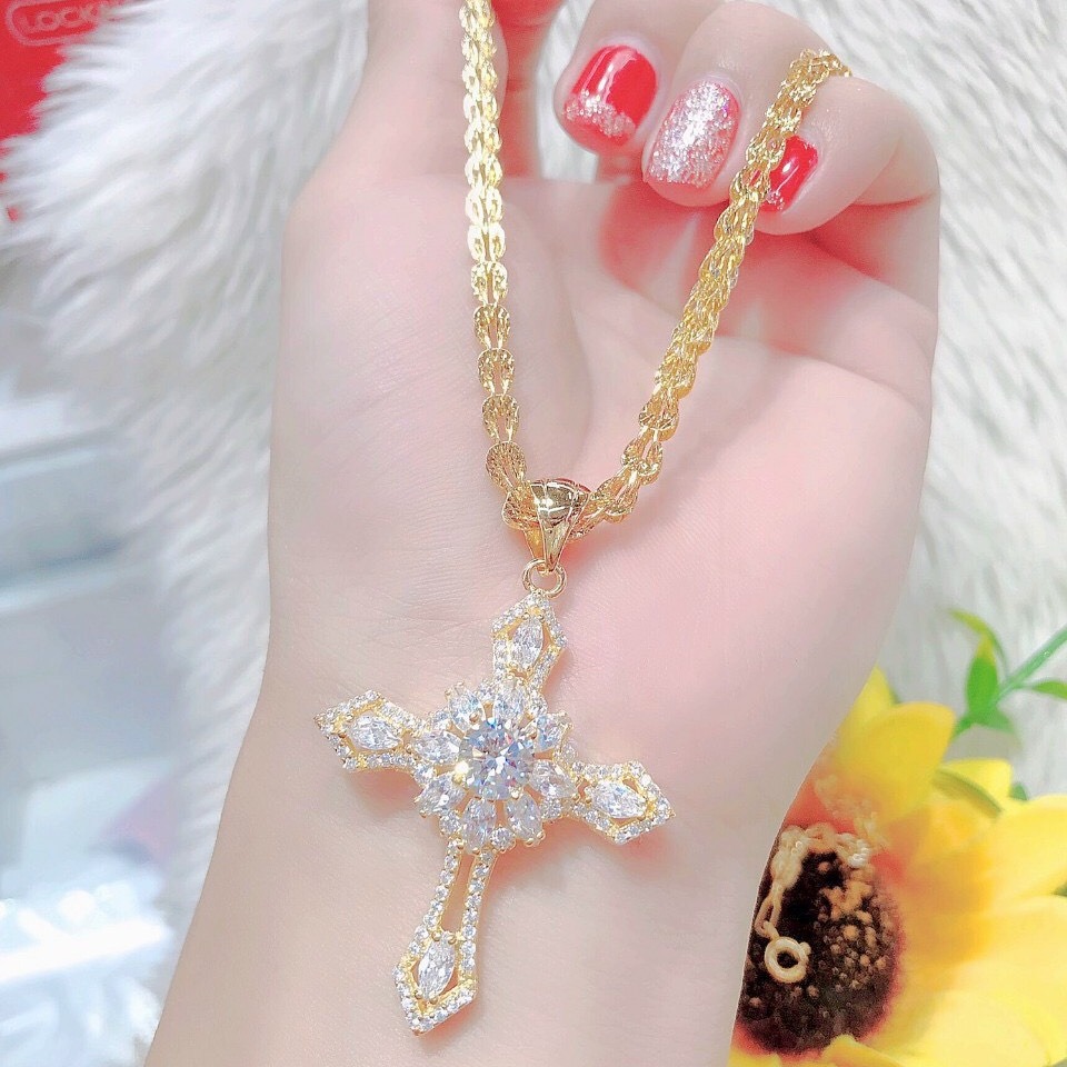 [HCM]Dây Chuyền Nữ Mặt Thánh Giá - UD21284 - Chuẩn Màu Vàng Sáng Như Hình Bền Màu. Không Đen Không Ngứa