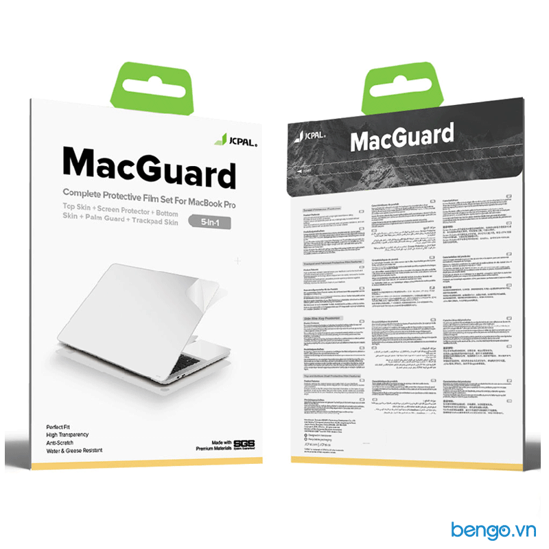 Bộ dán Macbook Pro 13" 2020 Full JCPAL MacGuard 5 in 1