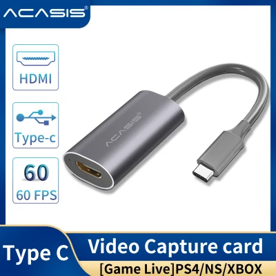 ACASIS Video Capture Card, USB 2.0 HD to Type C Audio Capture Card, 4K 1080P60 Capture Devices for Gaming Live Streaming Video Recorder, Compatible with Windows Mac OS System for PS4, Switch, Xbox