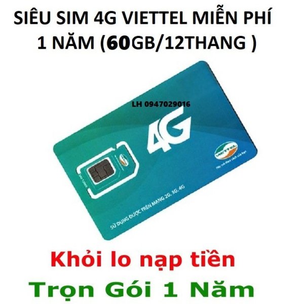 Sim 4G Viettel D500 Trọn Gói 1 Năm 60Gb (5Gb/Tháng) Data Không Giới Hạn -Sim vào mạng 1 năm không nạp tiền