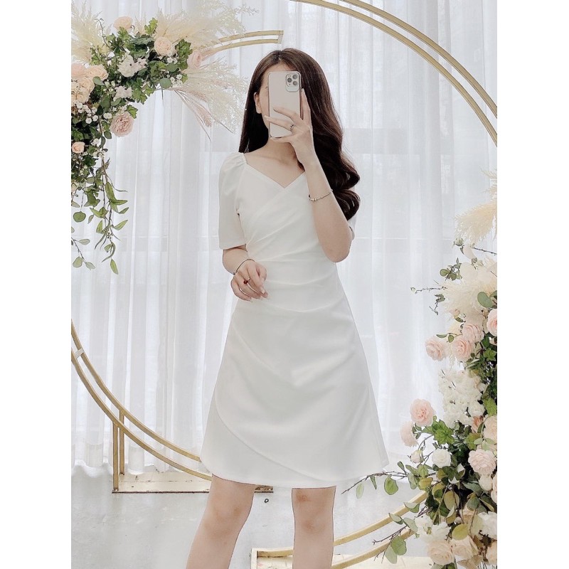 ĐẦM CỔ V, XẾP LI EO (có ành thật) MS56