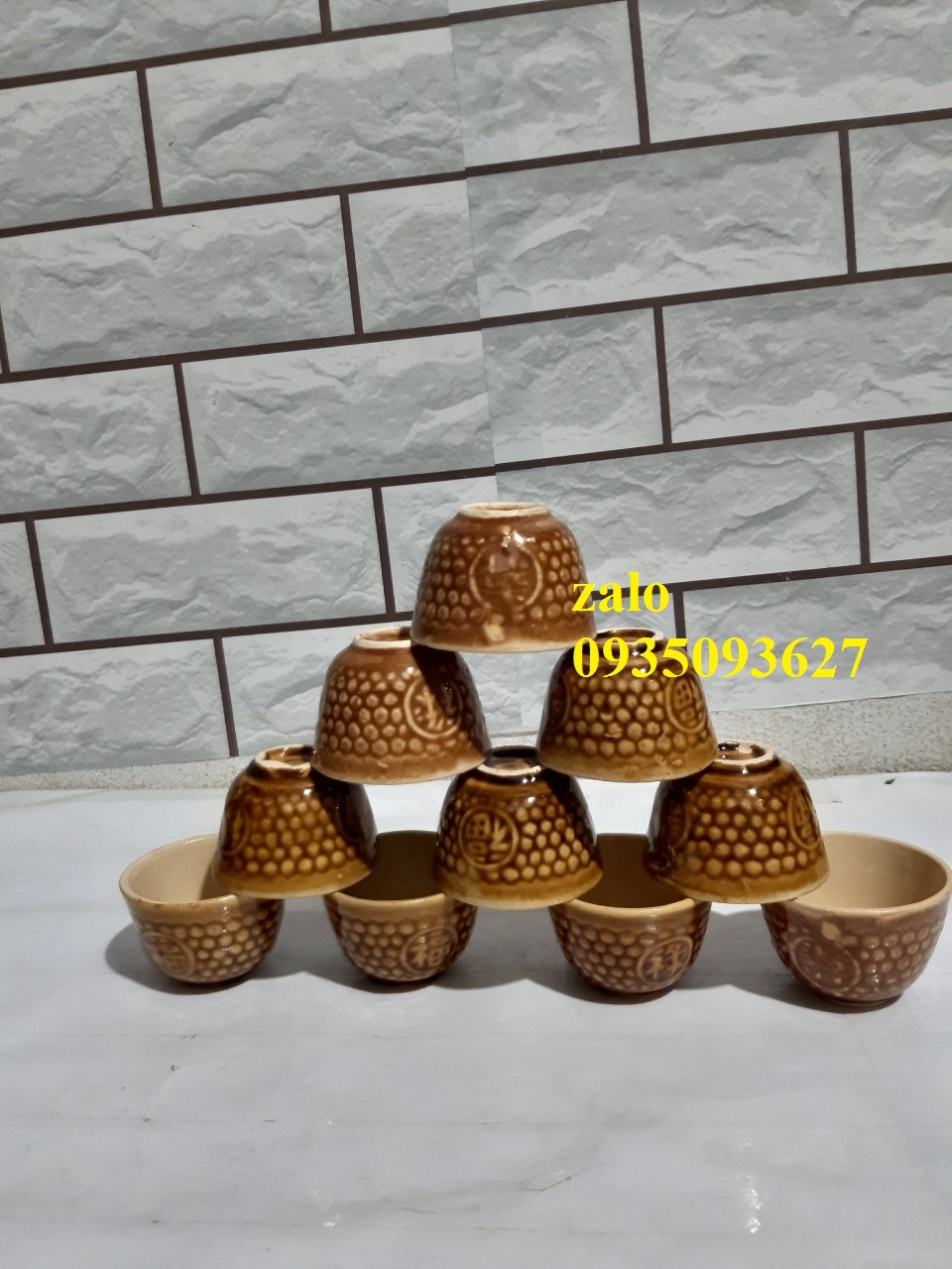 Chén bánh bò hấp men nâu kiểu xưa 30 cái ( chén lớn, dùng làm tách uống trà)