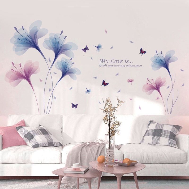 Decal dán tường pha lê tím
