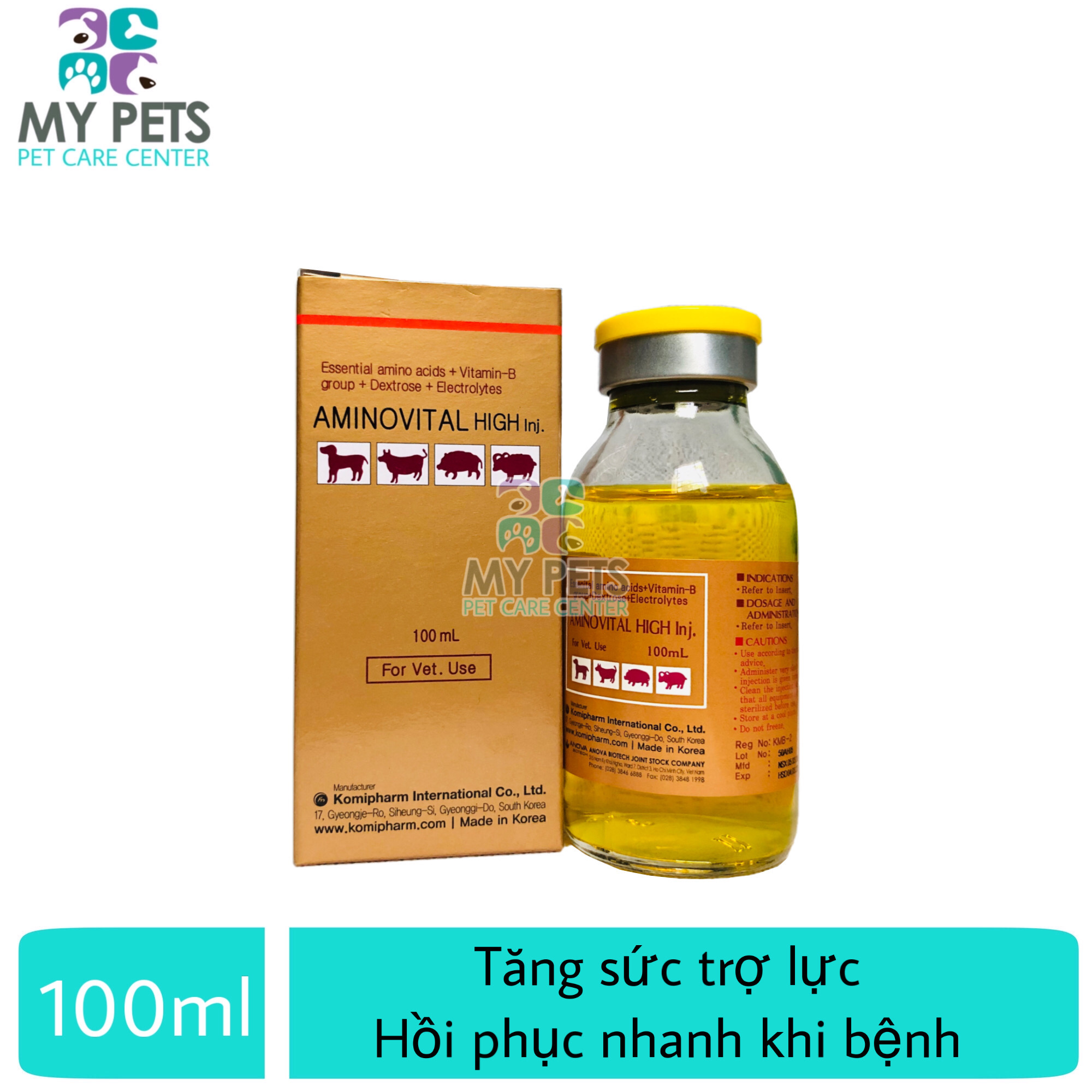 AMINOVITAL -  Trợ lực tăng sức tăng đề kháng cho gà đá chó mèo. - Lọ 100ml