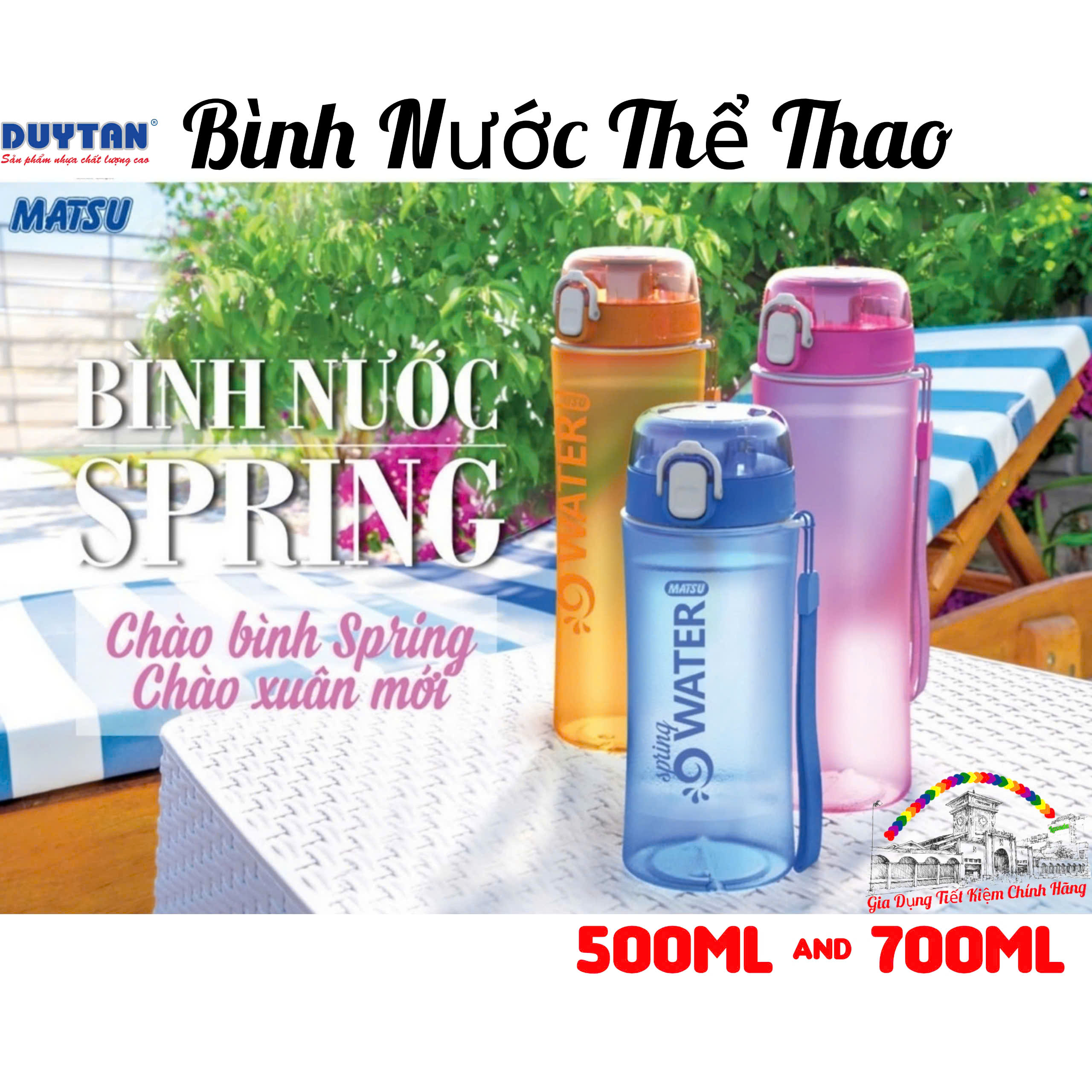 Bình nước thể thao Cao Cấp Spring 700ml ( Nhựa Duy Tân )