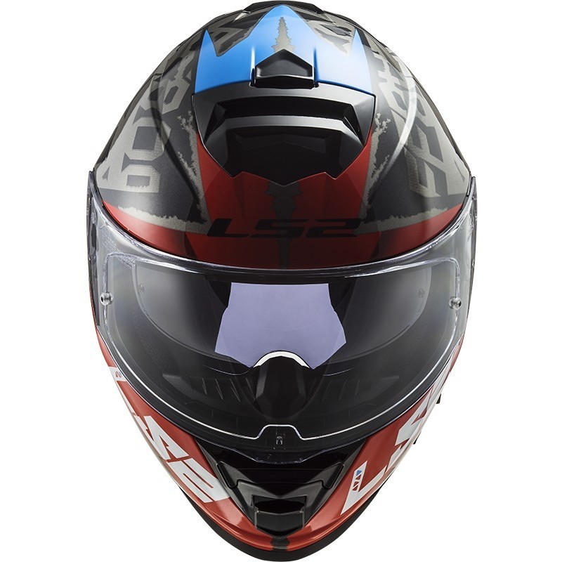 LS2 ff800 storm-bubter black red titanium helmet