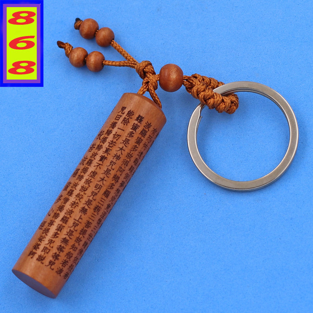 [HCM] Hook buckle sandalwood round cylinder-hook buckle wood carving Buddha notes style antique fashion