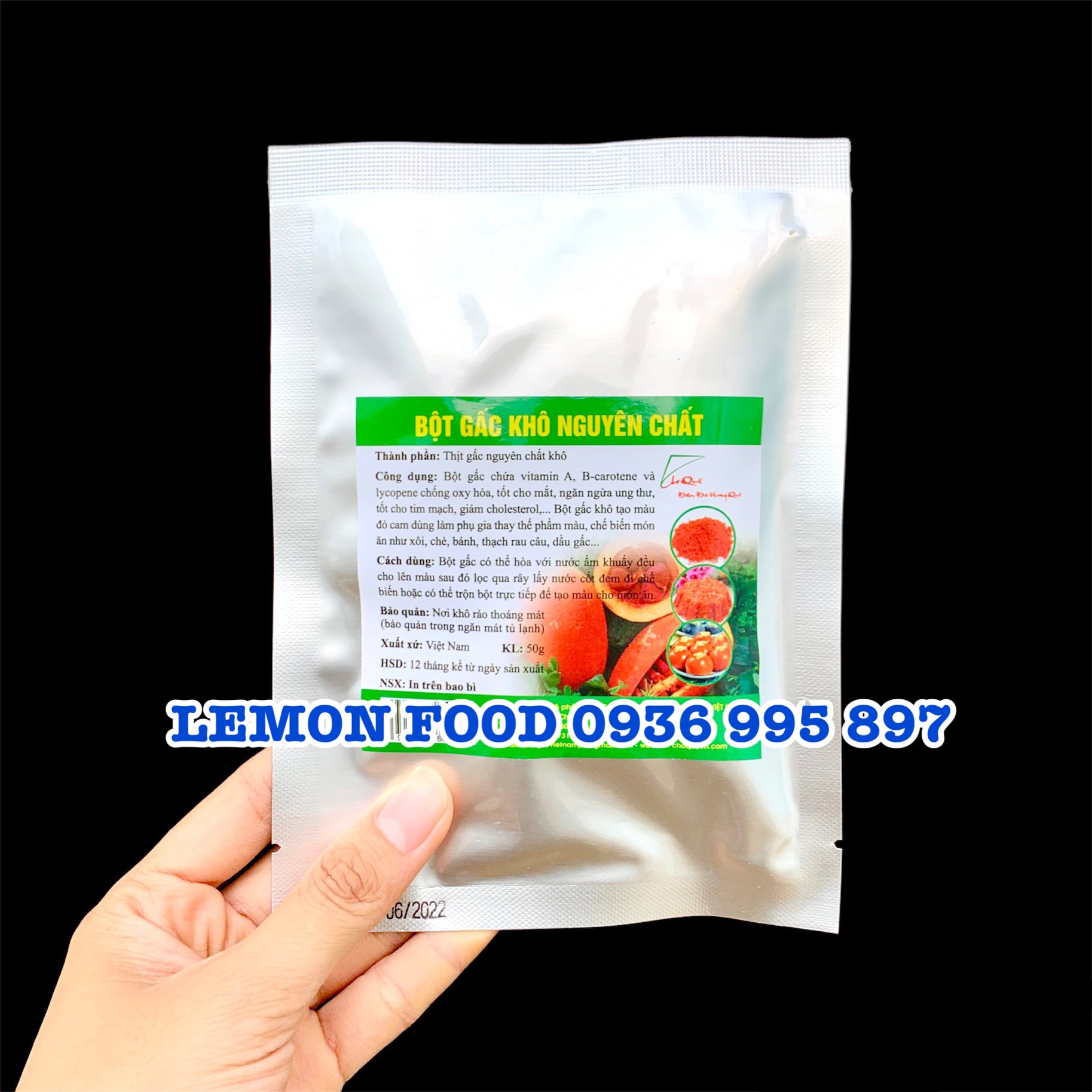 Bột gấc khô nguyên chất 100% (Gói 50g) - Tạo màu đỏ cam tự nhiên cho xôi chè bánh mứt