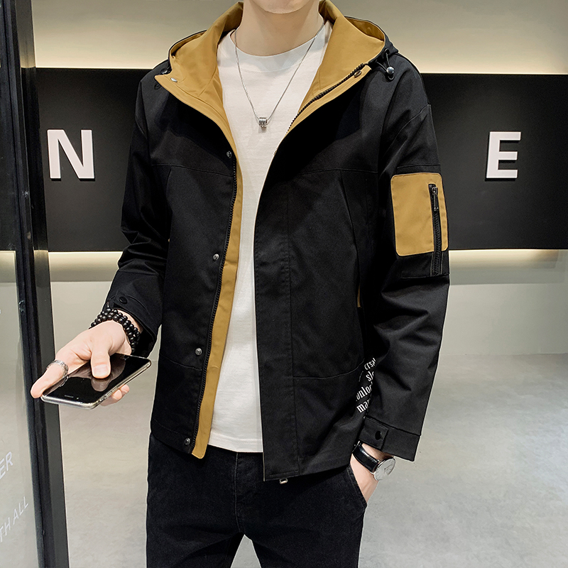 saferido mens fall fashion Mid-Length Windbreaker Men's Spring and Autumn New Korean Style Trendy Handsome Loose Double-Breasted Coat over the Knee