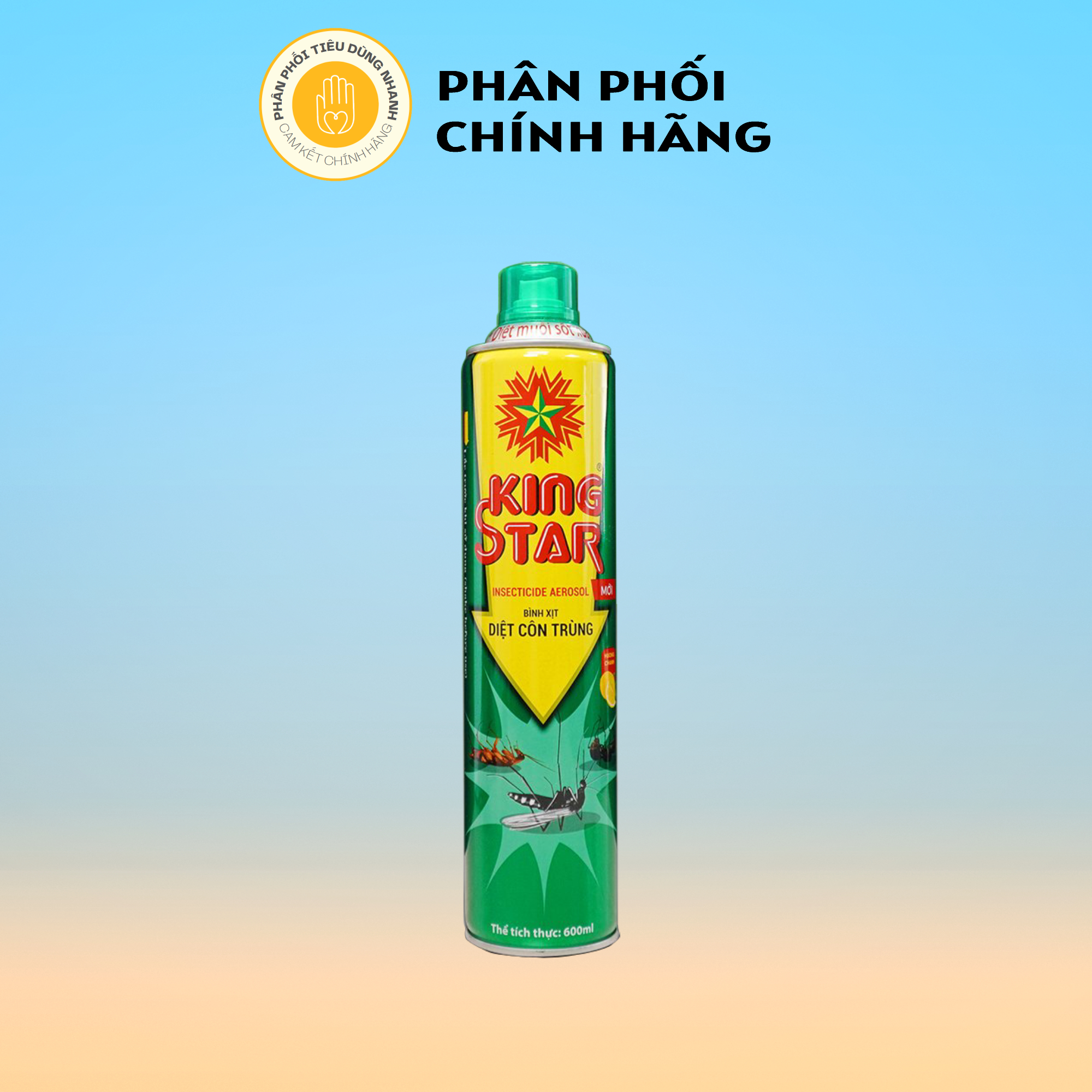 Bình xịt côn trùng kingstar hương chanh diệt kiến, muỗi, dán tăng thể tích 660ml