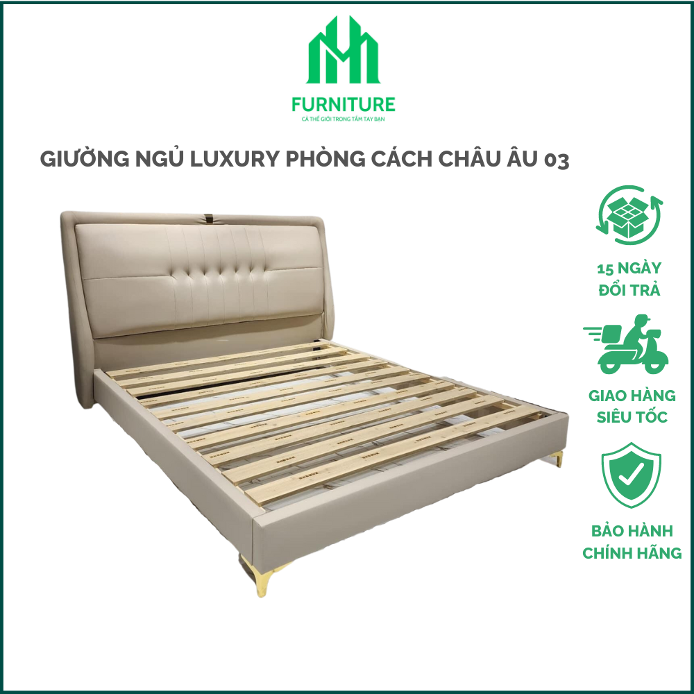 Giường ngủ tiện ích bọc nệm MINHUY, Giường thiết kế hoàng gia phong cách Châu Âu sang trọng và hiện đại khung gỗ sồi - Nội Thất MinHuy