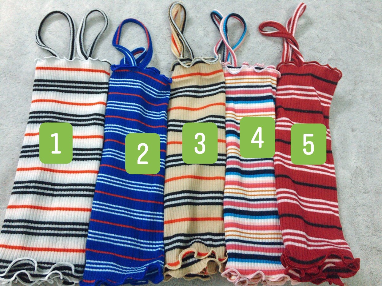 áo croptop 2 dây kẻ sọc cuốn biên cá tính