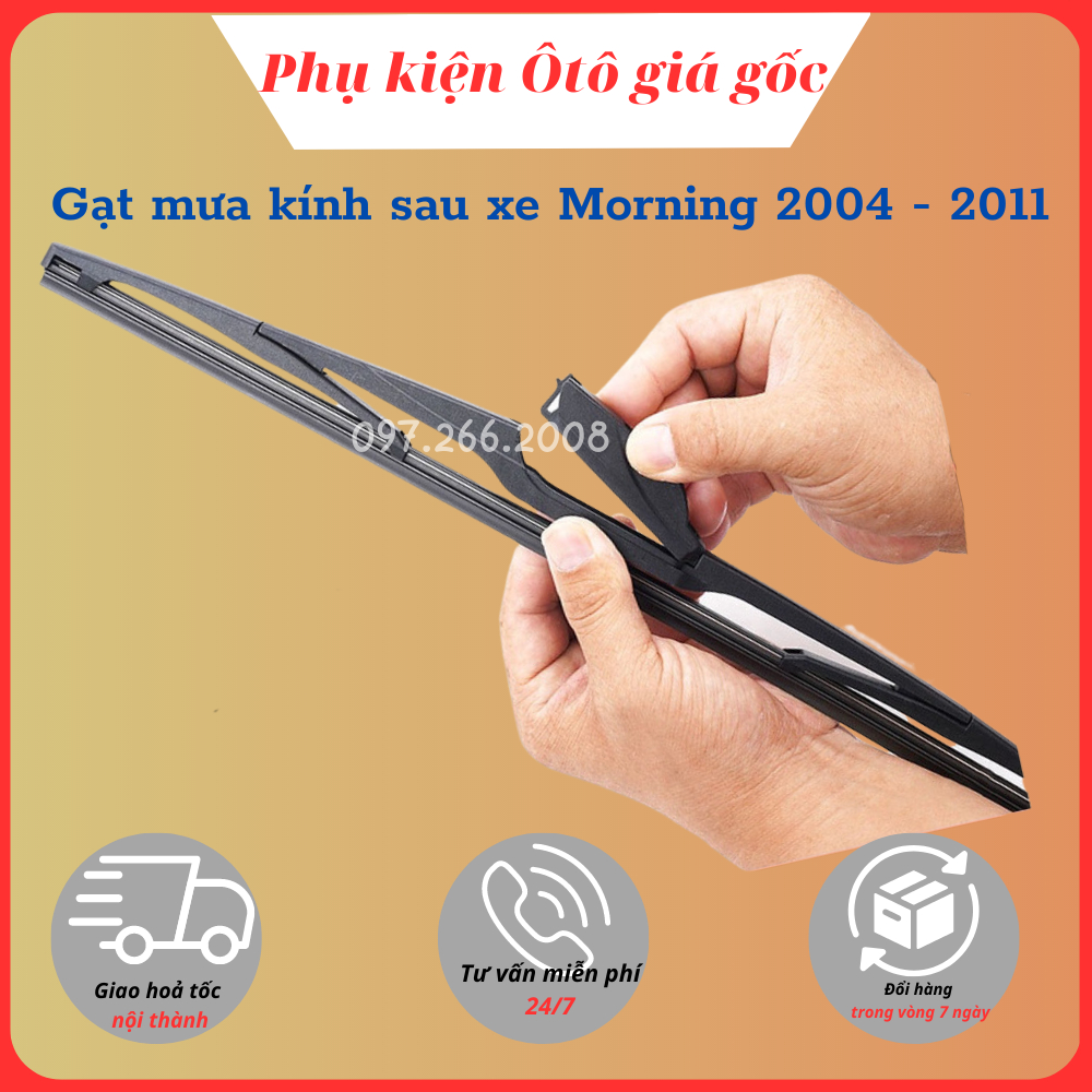 Gạt mưa sau xe, gạt mưa kính hậu xe Kia Morning 2004 - 2011, gạt mềm silicon, chuẩn theo xe