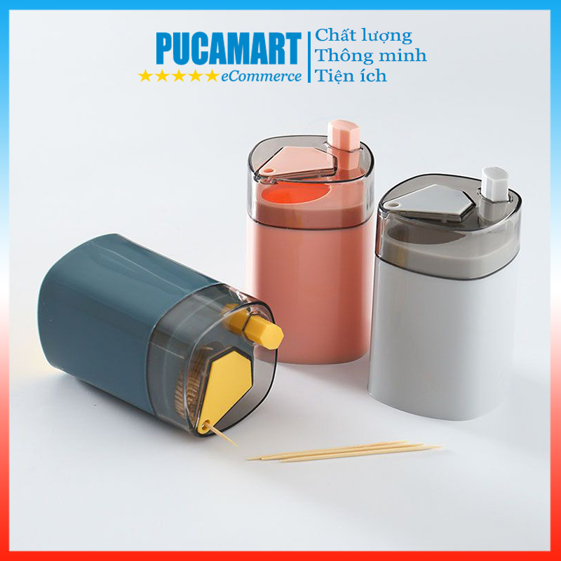 Hủ đựng tăm xỉa răng thông minh, hộp đựng tăm nhấn nút tự bật - pucamart
