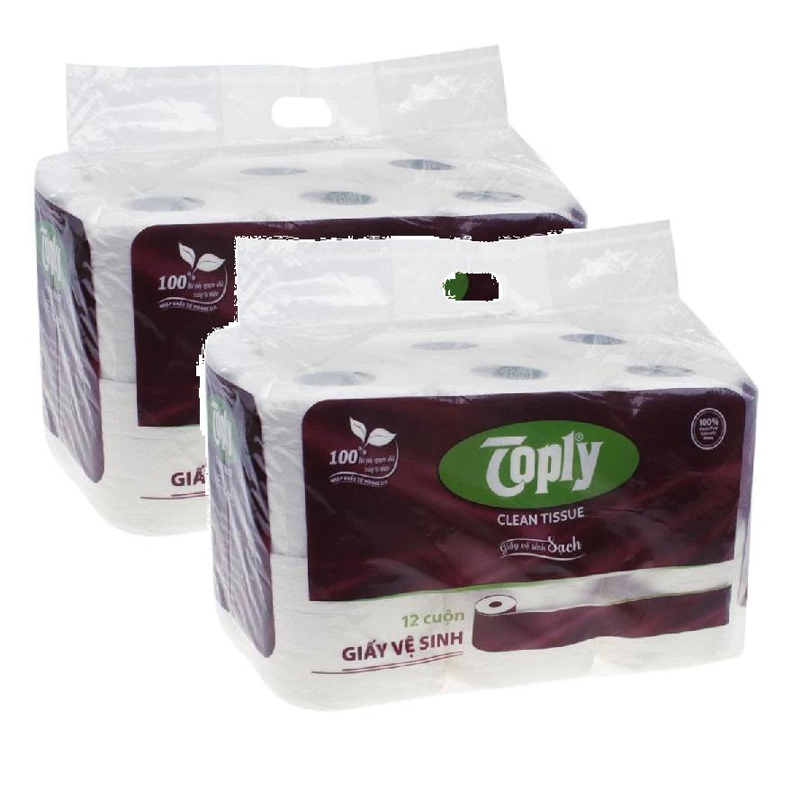 [HCM]Combo 2 lốc Toply 12 cuộn 2 lớp