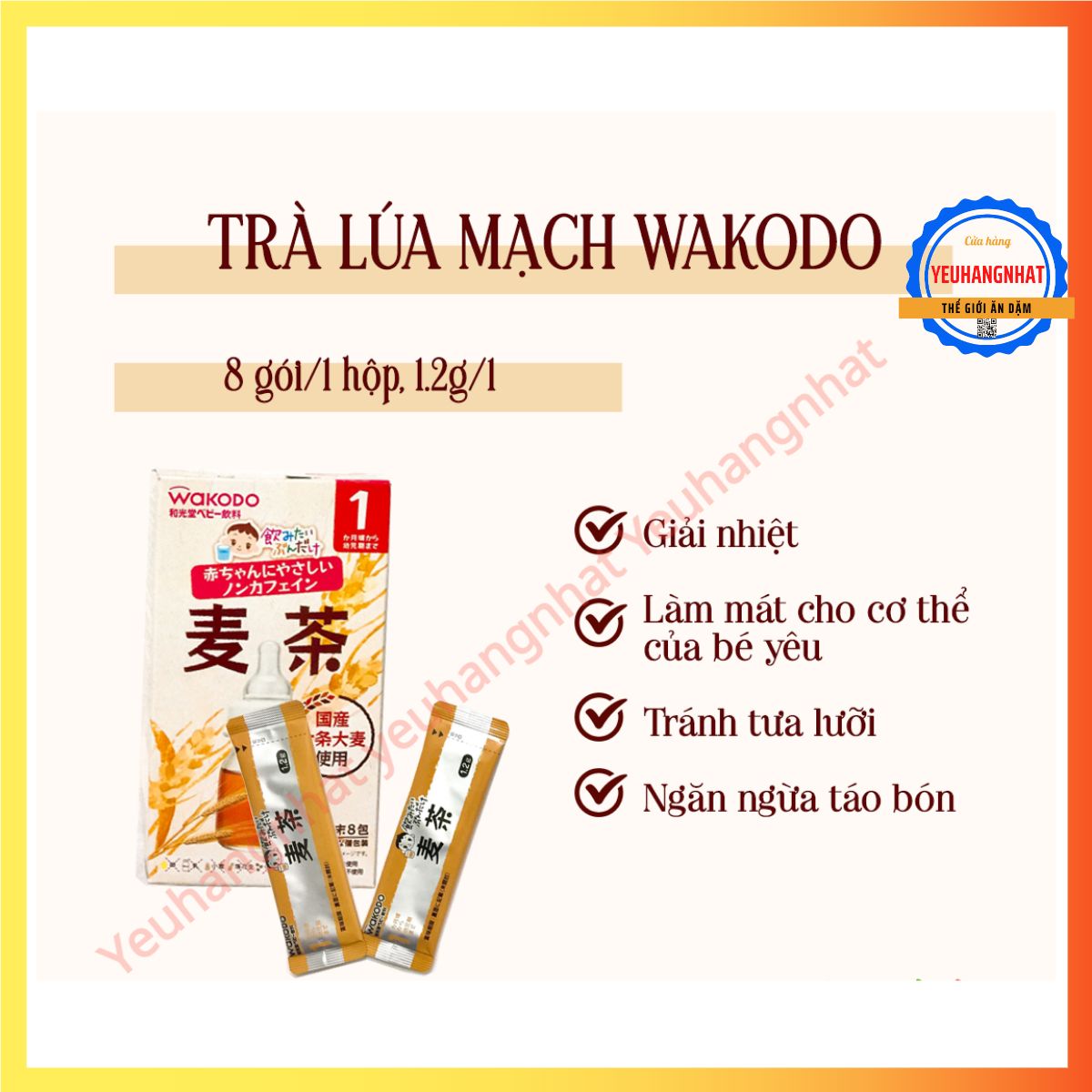 Trà Wakodo vị lúa mạch cho bé từ 1 tháng tuổi Nhật Bản