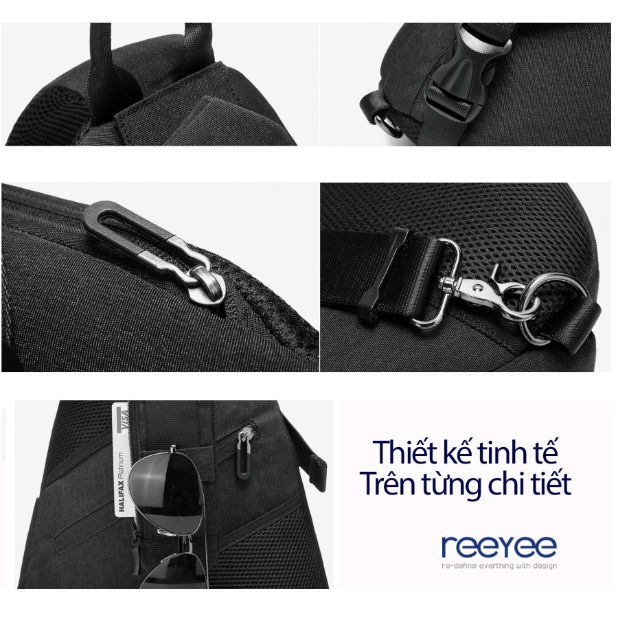 [HCM]Balo Một Quai Reeyee RY2008 Black