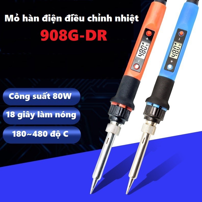 Mỏ hàn điều chỉnh nhiệt độ no 908dr 80w có màn hình lcd - mỏ hàn điện mini 908g-dr