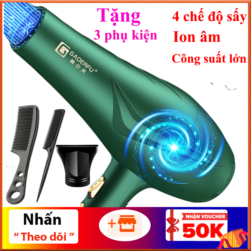 Máy sấy tóc Gaoerfu công suất mạnh ion âm bảo vệ tóc có 4 chế độ sấy điều chỉnh nhiệt độ thiết kế sang trọng đẹp mắt  - Hàng nhập