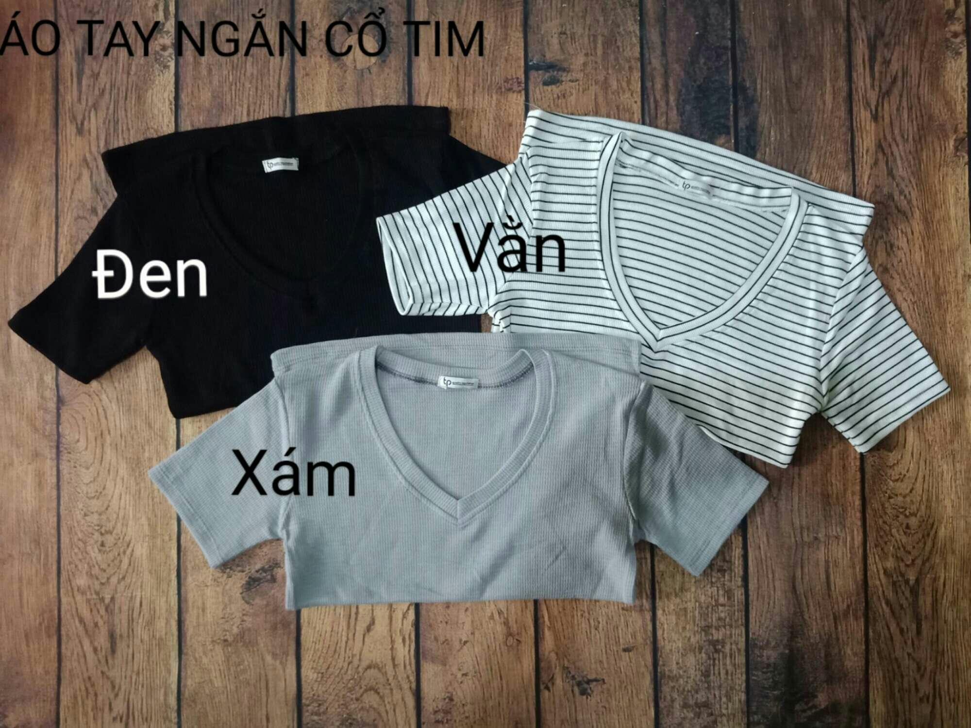 Áo Cổ Tim Tay Ngắn