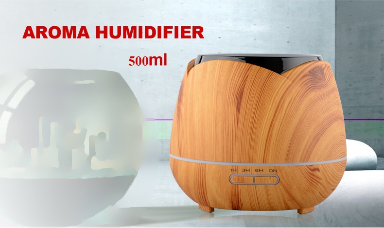 Máy xông tinh dầu vân gỗ AROMA-500ML