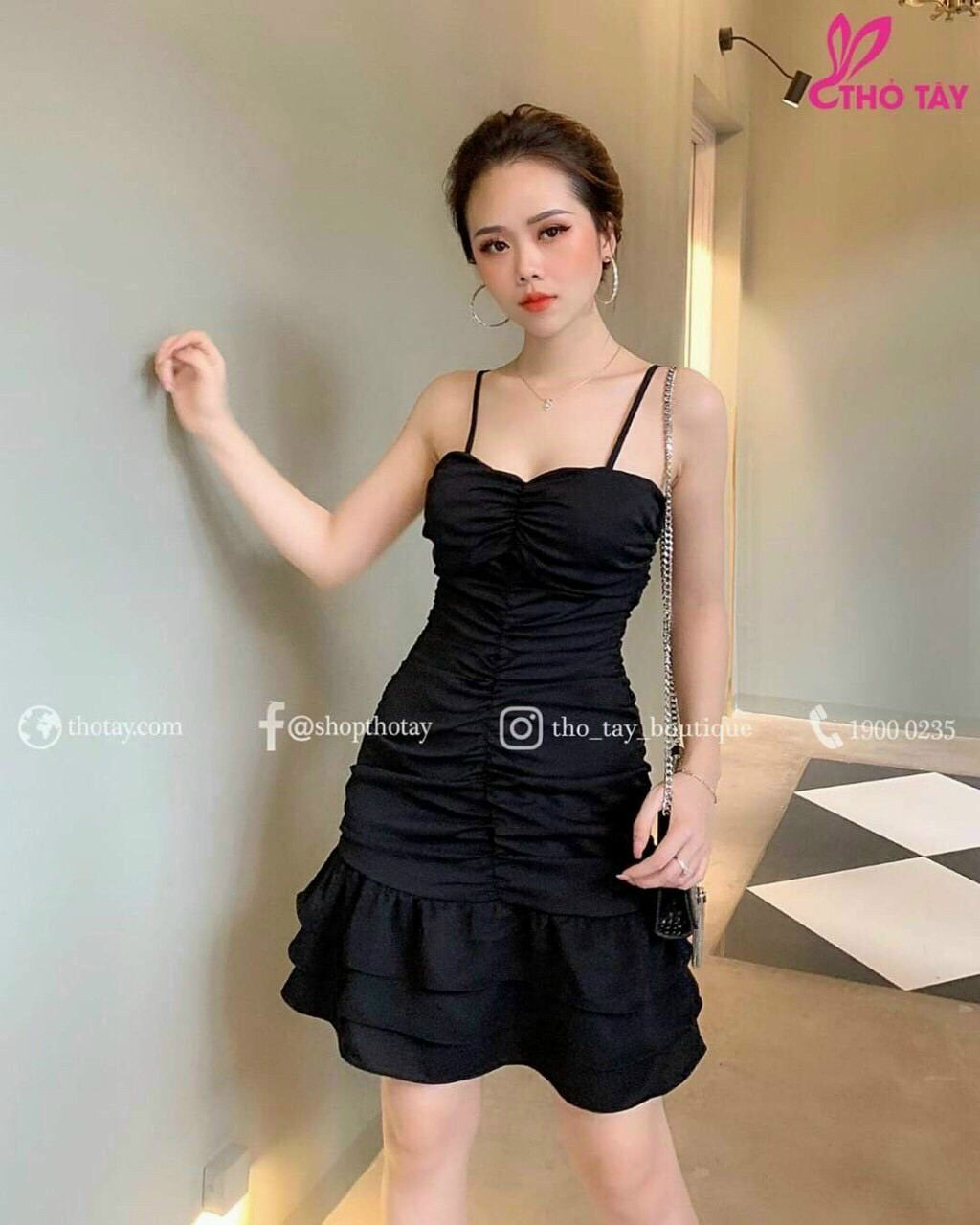 [HCM]ĐẦM 2 DÂY NHÚN ( CÓ MÚT ) SIÊU DỄ THƯƠNG QCS