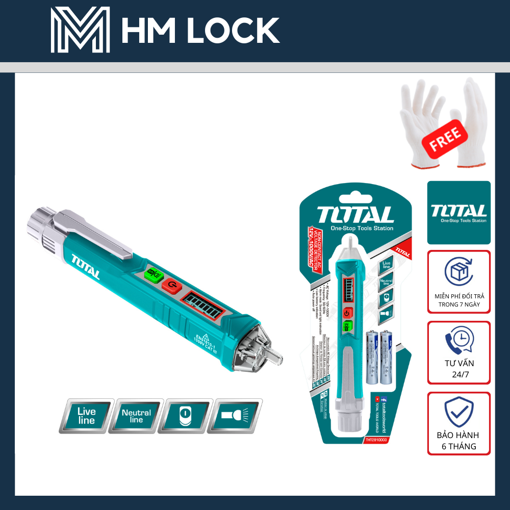 1000v bút dò điện áp ac total - báo âm thành + ánh sáng - tht2910003 - hàng chính hãng - hm lock