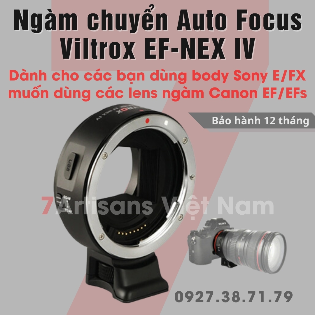 Ngàm chuyển từ canon sang sony 7artisans ef-se, adapter viltrox ef-nex iv - dùng lens canon ef/efs gắn trên body sony