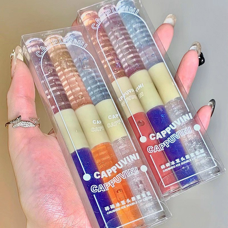 Set 3 cây son bóng dưỡng môi 2 đầu Capuvini