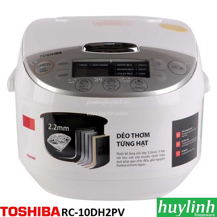 [HCM]Nồi cơm điện tử Toshiba RC-10DH2PV (W) - 1 lít