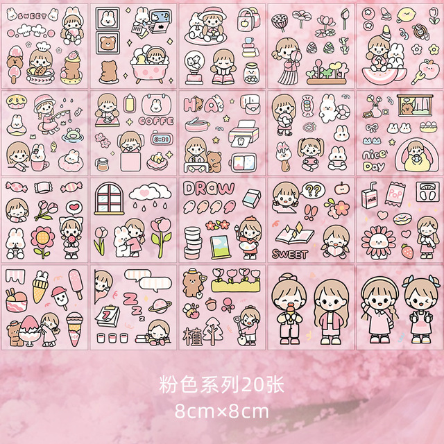 Set 100 miếng sticker dễ thương Hàn quốc có tách lẻ
