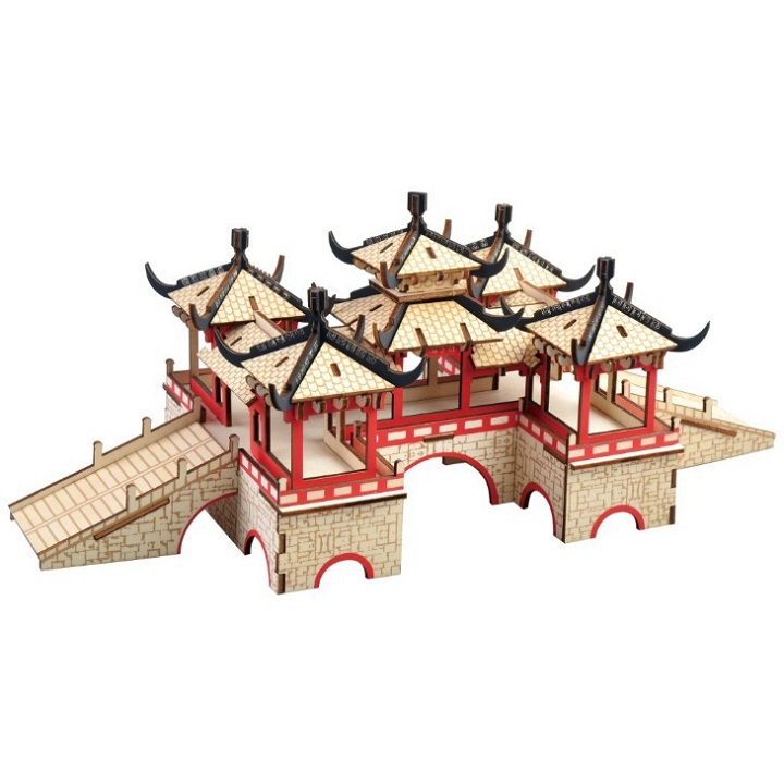 Đồ chơi lắp ráp 3D gỗ mô hình Lotus Bridge cắt laser