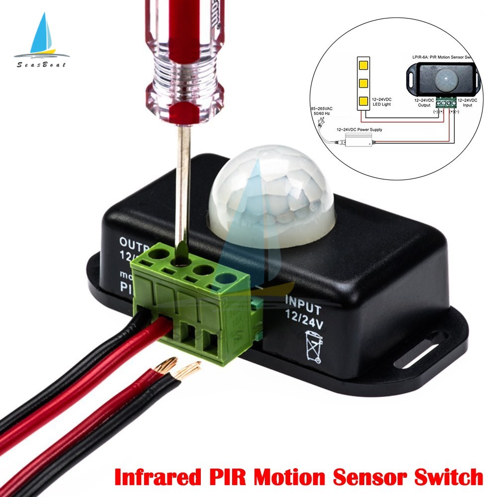 Automatic DC 12V-24V 8A Infrared PIR Motion Sensor Switch For LED Light Stylish