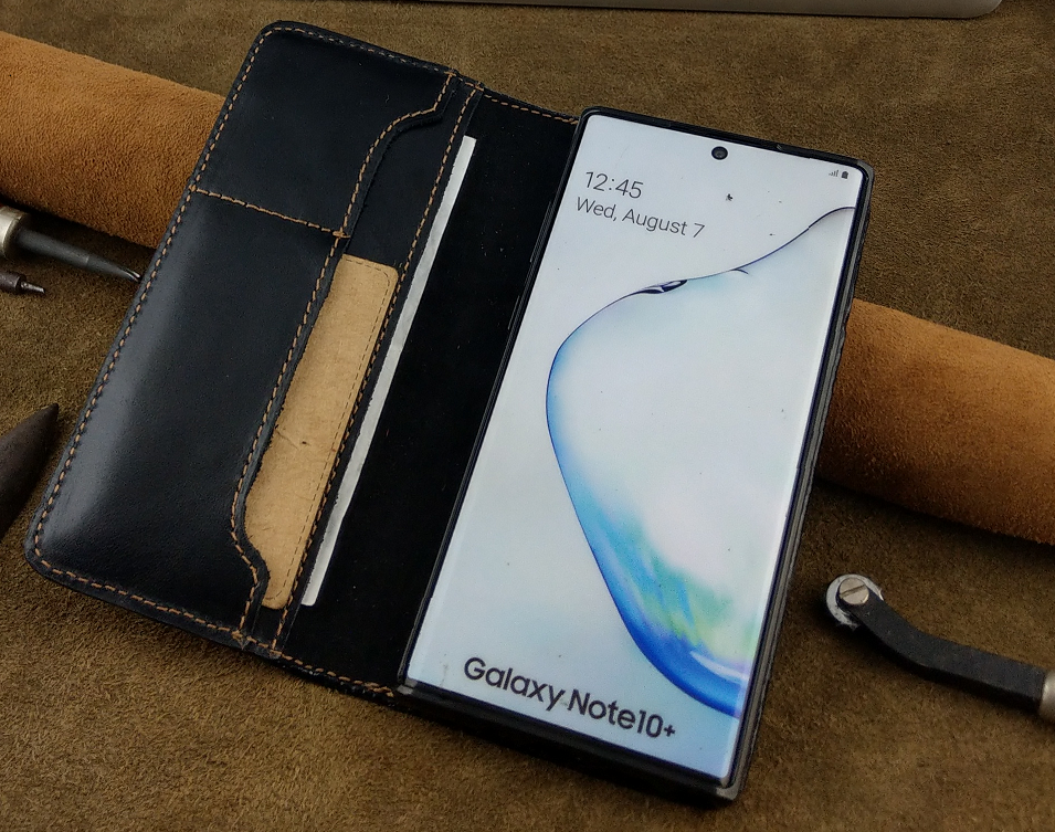 Bao Da Samsung Note 10 Plus Handmade Cổ Điển Da Bò Thật